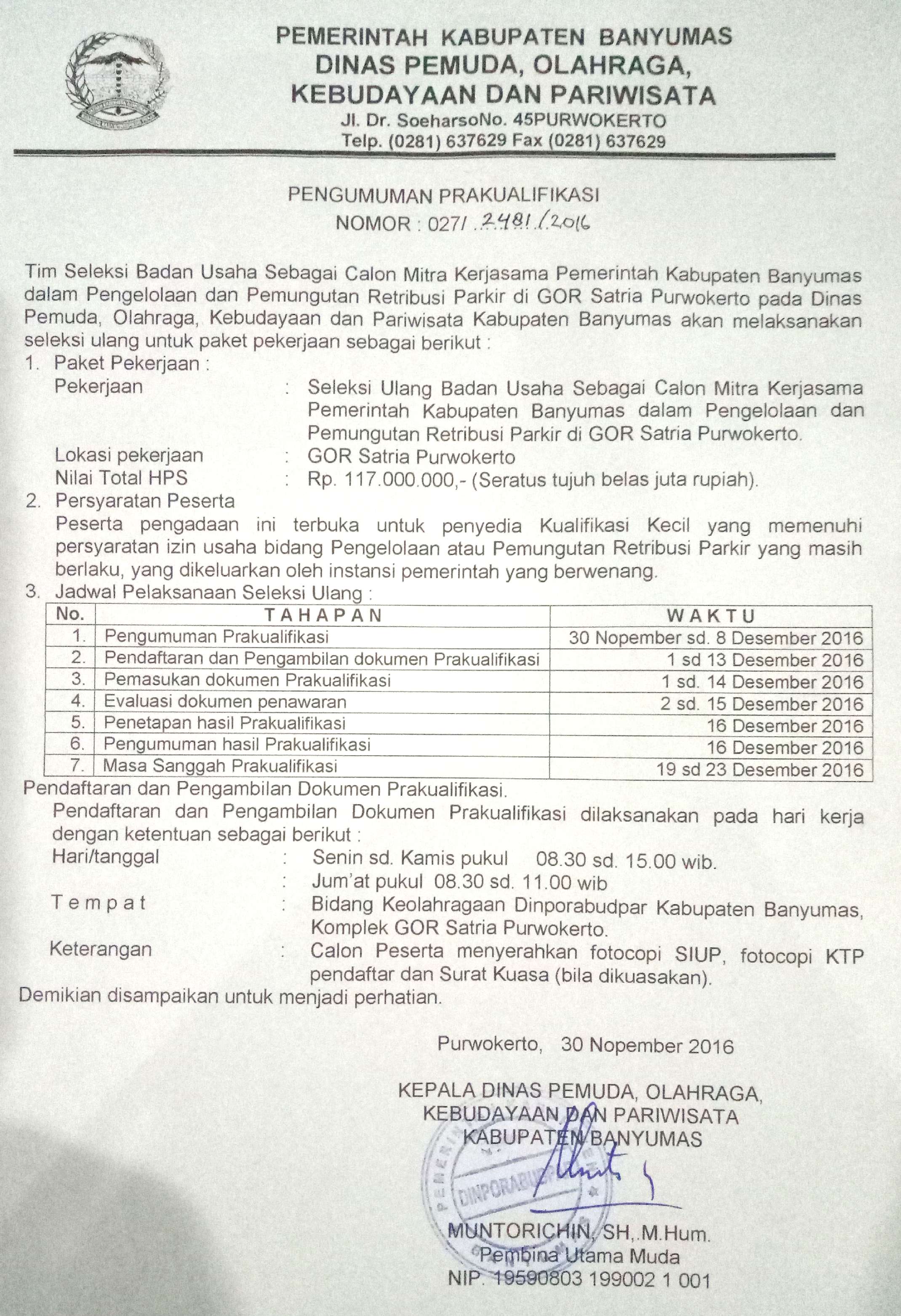 pengumuman prakualifikasi