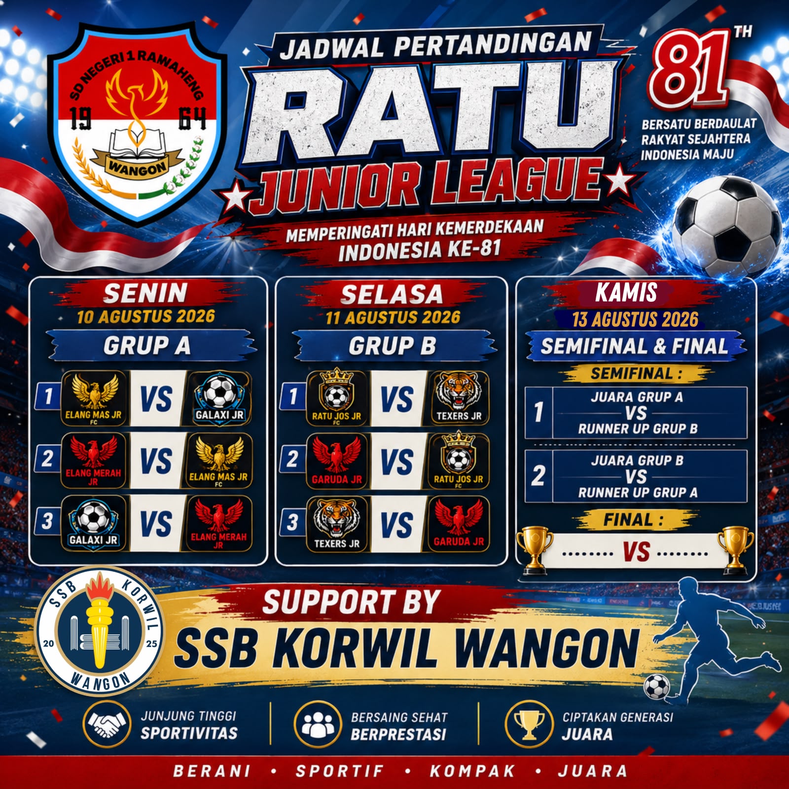 Jadwal dan bagan pertandingan
