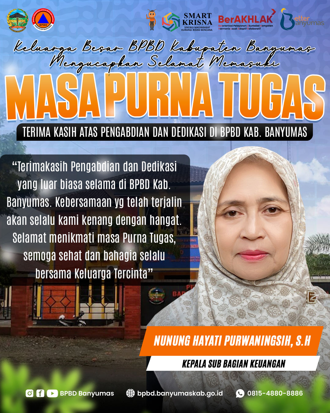 Selamat Memasuki Masa Purna Tugas Ibu Nunung Hayati Purwaningsih, S.H
