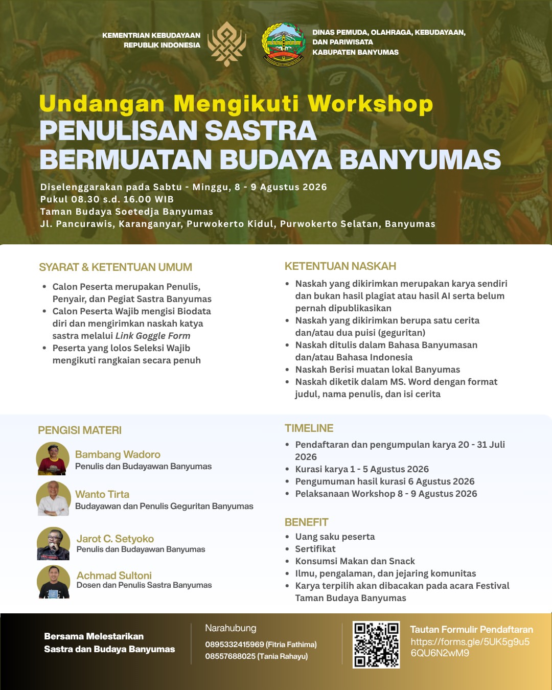 Undangan Workshop Penulisan Sastra Bermuatan Budaya Banyumas
