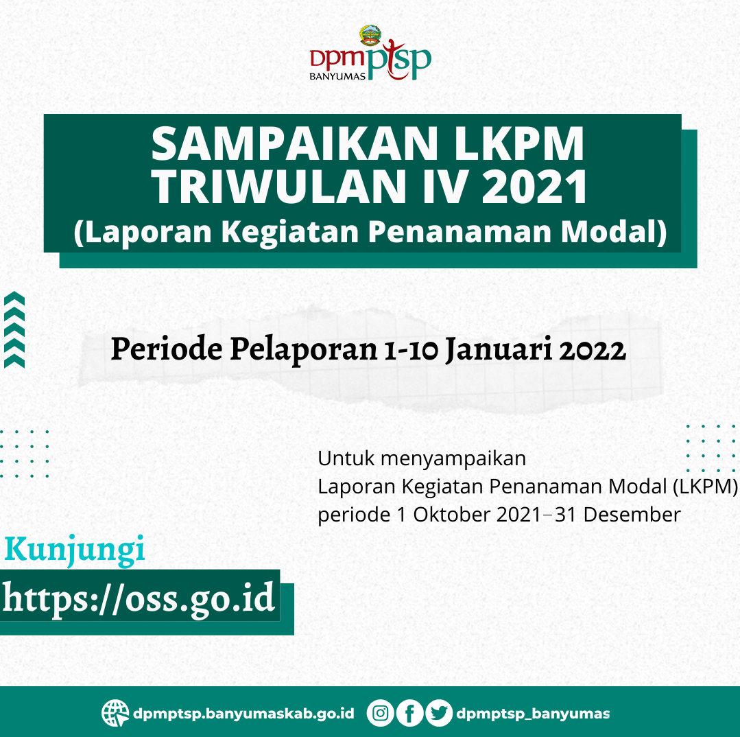 Laporan Kegiatan Penanaman Modal (LKPM) dapat disampaikan melalui situs https://oss.go.id