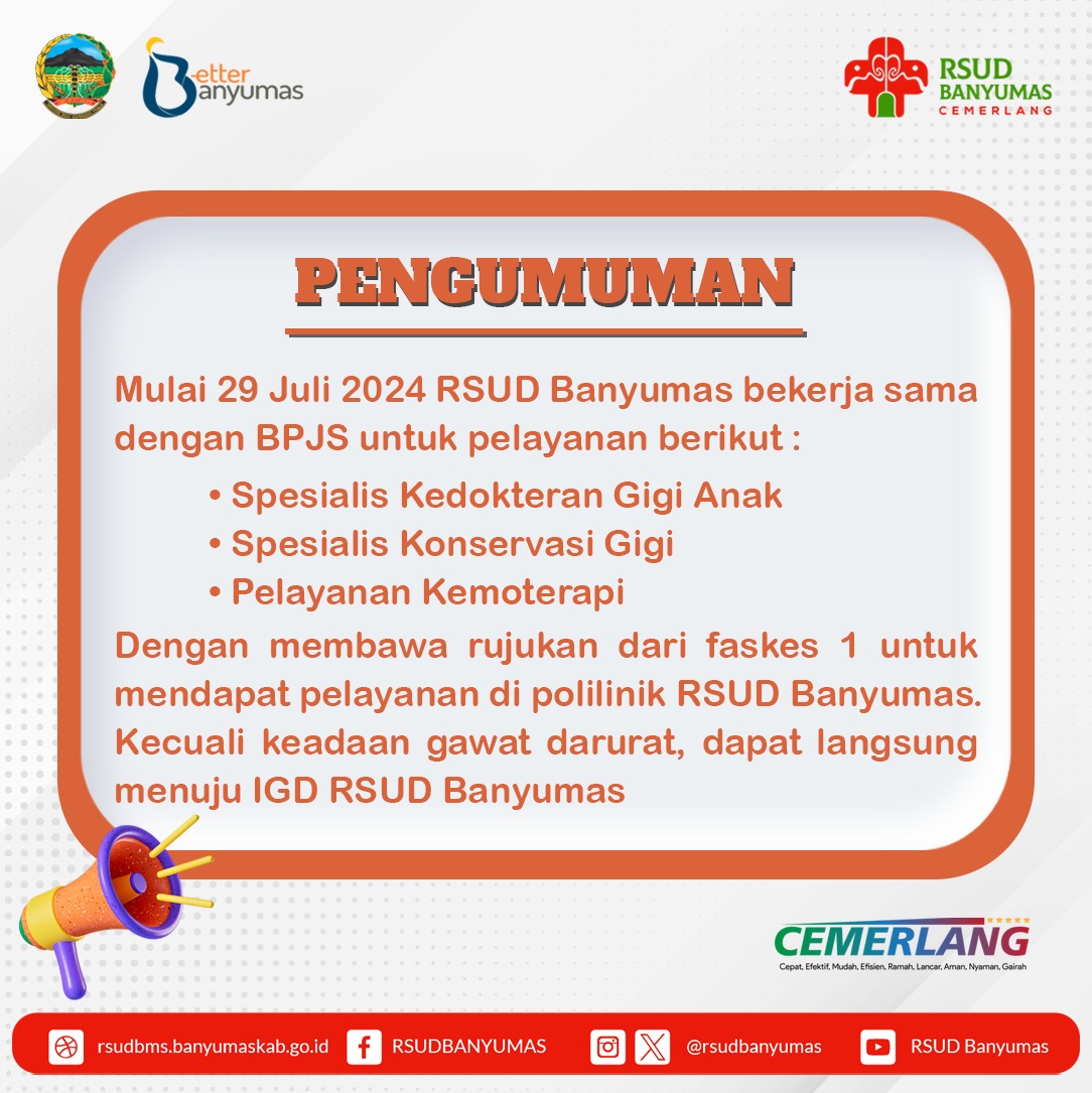 Warta Poliklinik RSUD Banyumas - Poli Gigi dan Onkologi - Kemoterapi