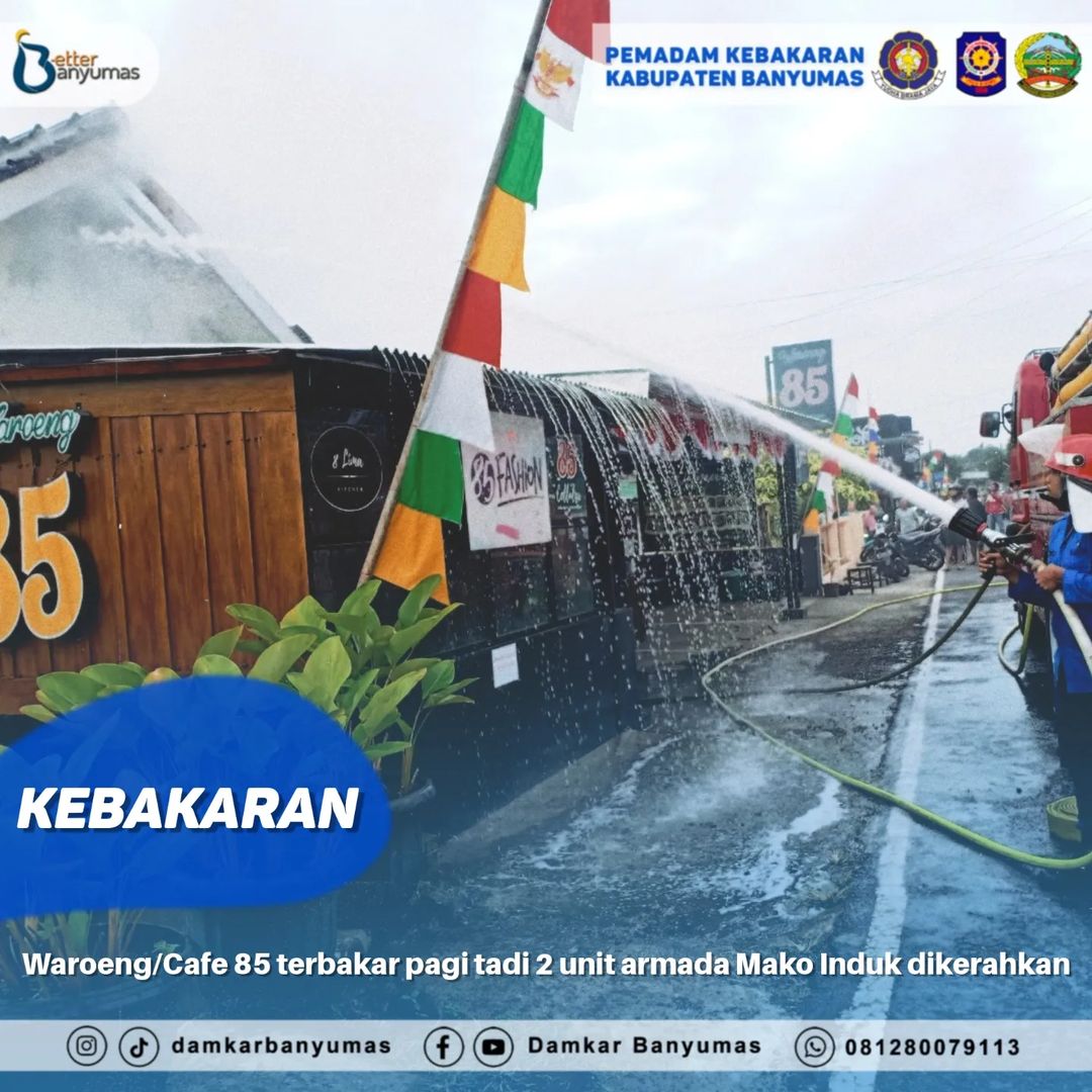 #LaporanKebakaran : Waroeng/Cafe 85 Terbakar Pagi tadi 2 Unit Armada Mako Induk Dikerahkan