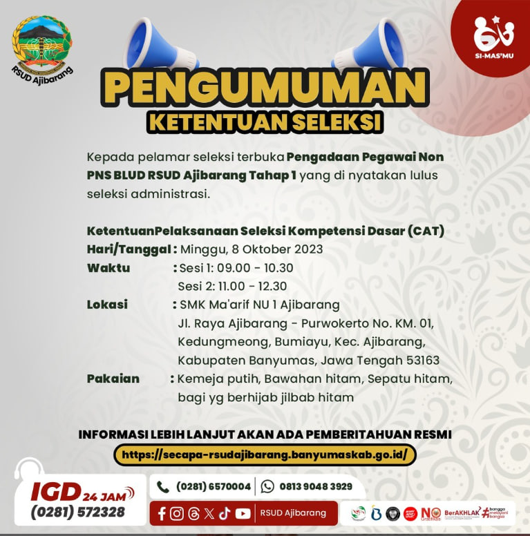 PENGUMUMAN KETENTUAN SELEKSI KOMPETENSI DASAR (CAT)