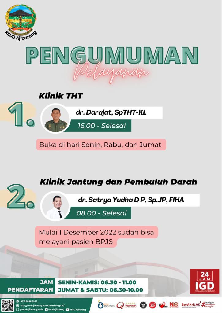 MULAI 1 DESEMBER 2022, KLINIK JANTUNG PEMBULUH DARAH SUDAH BISA MELAYANI PASIEN BPJS