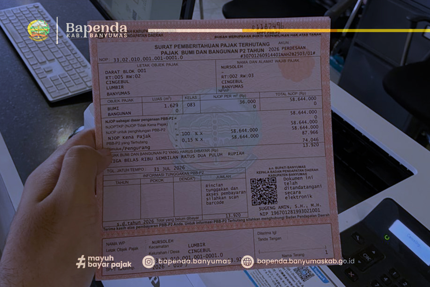 CETAK MASSAL SPPT PBB-P2 TAHUN 2026