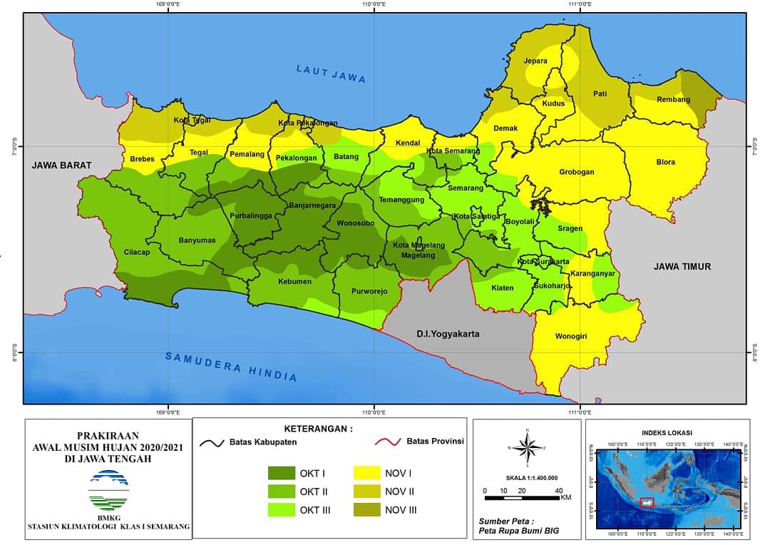 PETA INFORMASI PRAKIRAAN MUSIM HUJAN TAHUN 2020/2021 PROVINSI JAWA TENGAH