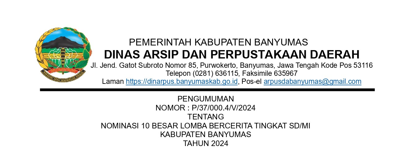 Nominasi 10 Besar Lomba Bercerita Tingkat SD/Mi Kabupaten Banyumas Tahun 2024