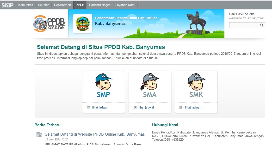 Dindik Banyumas Gelar PPDB Online pada Tahun Pelajaran 2016/2017