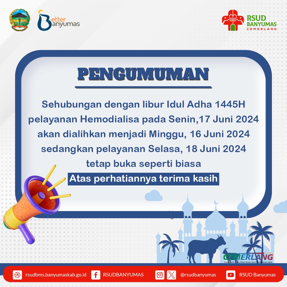 PENGUMUMAN PELAYANAN HEMODIALISA SAAT IDUL ADHA