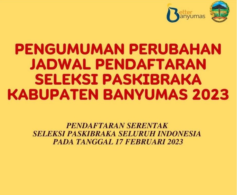 (Pengumuman Perubahan Jadwal Pendaftaran Seleksi Paskibraka Kabupaten Banyumas)