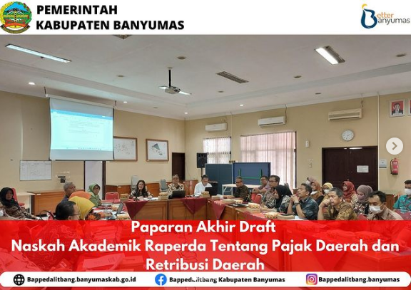 Pembahasan akhir Draft Naskah Akademik Raperda tentang pajak dan retribusi daerah yang dihadiri oleh beberapa OPD terkait dengan pembahasan Raperda