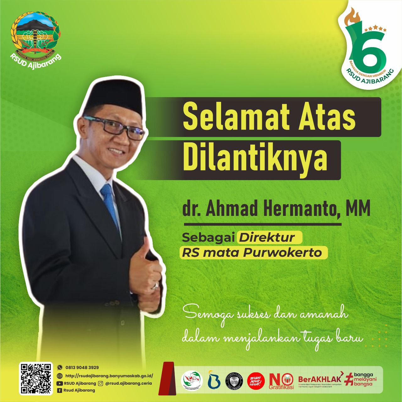 dr. AHMAD HERMANTO, MM DILANTIK SEBAGAI DIREKTUR RS KHUSUS MATA PURWOKERTO