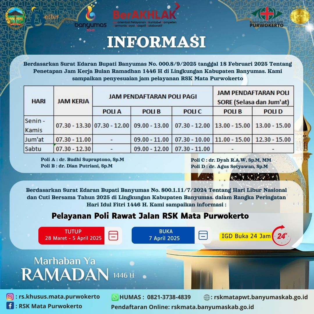 Informasi Pelayanan dalam Rangka Ramadhan dan Idul Fitri 1446 H