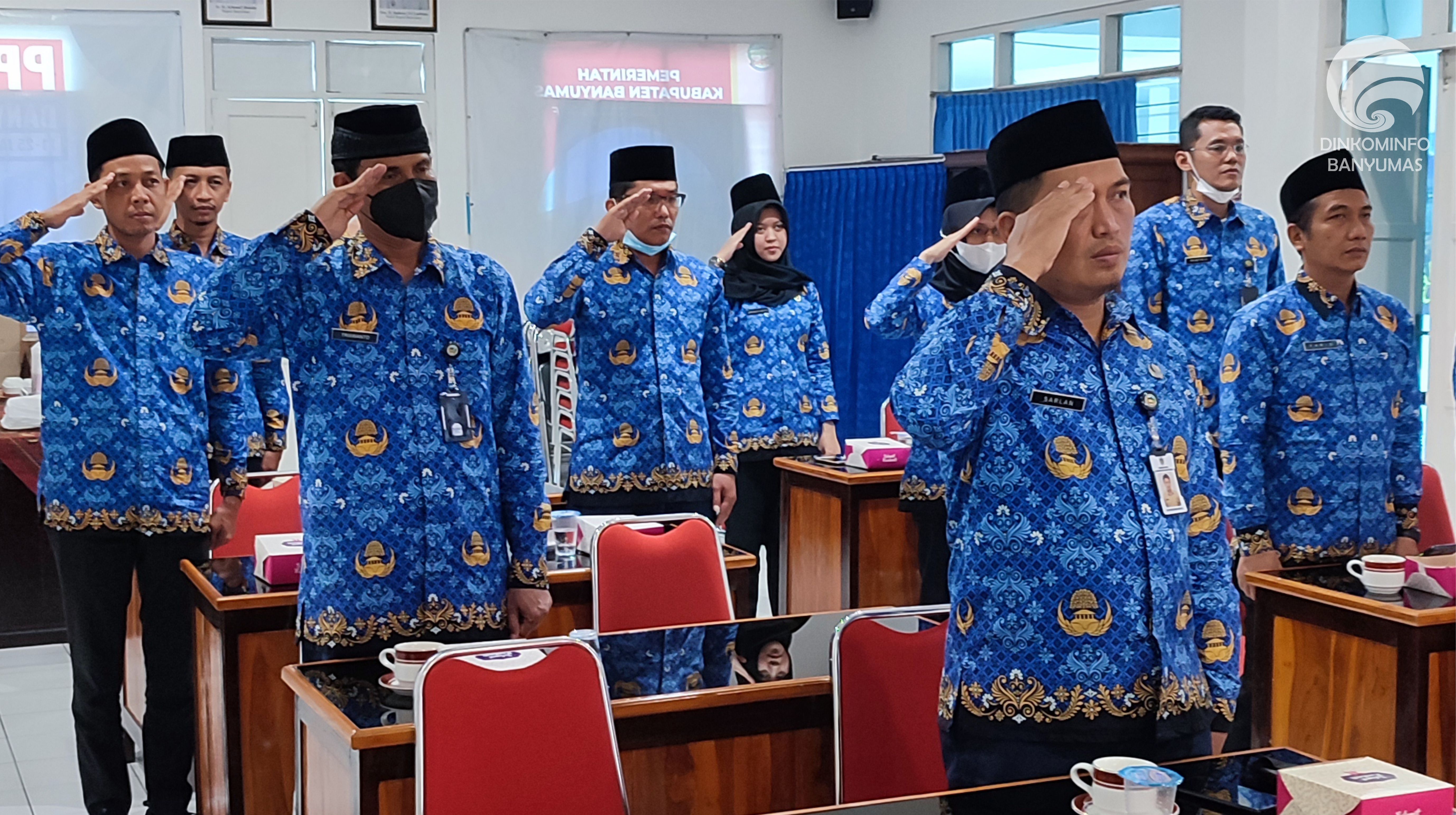 ASN Dinkominfo Banyumas Ikuti Upacara Peringatan HUT ke-77 RI Secara Virtual