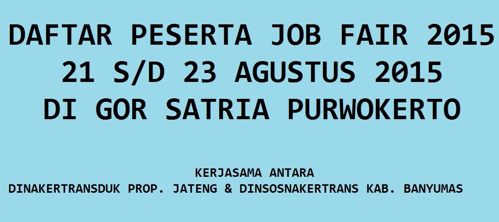 DAFTAR PERUSAHAAN PESERTA JOB FAIR 2015