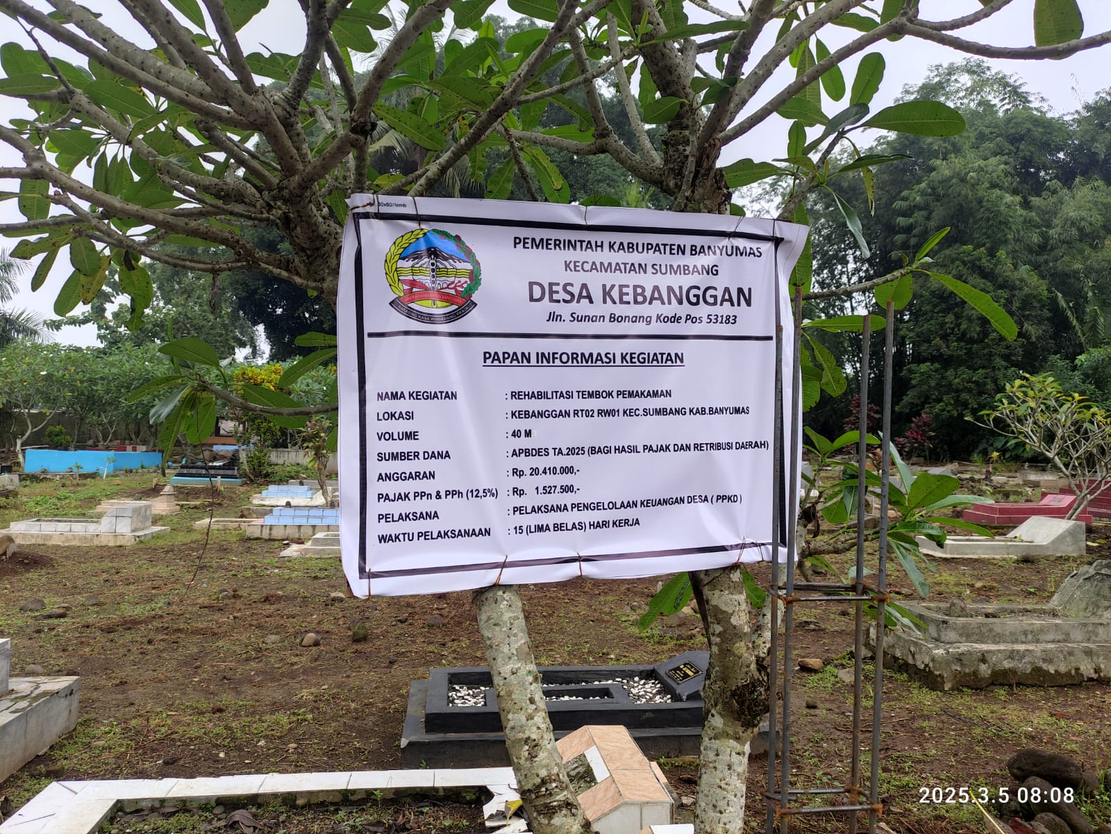 Perbaikan Tembok Makam Barat Desa Kebanggan