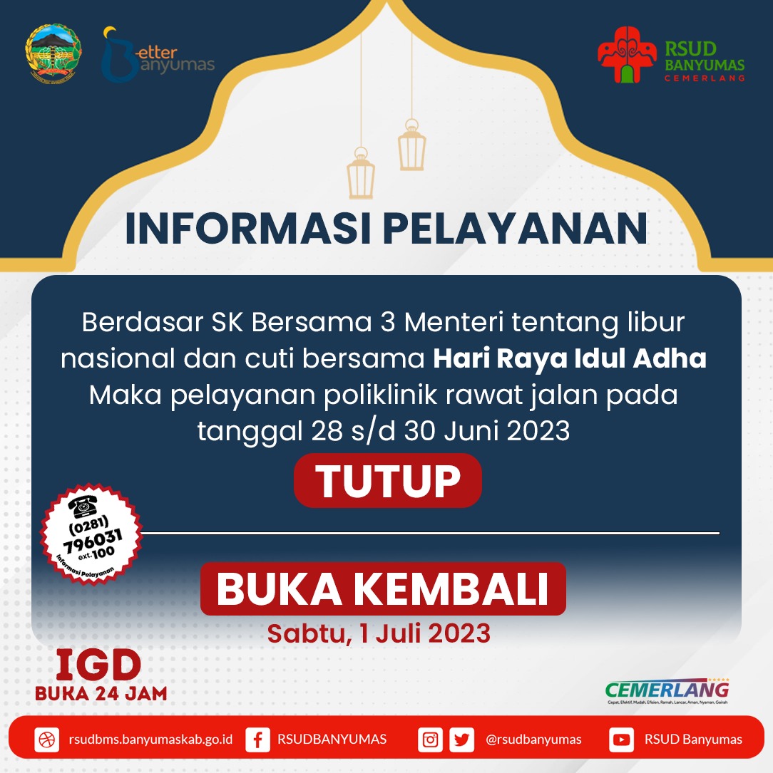 Informasi Pelayanan Selama Idul Adha 2023