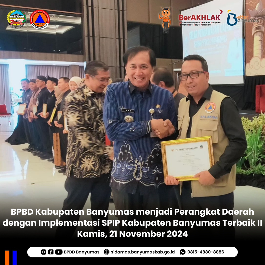 BPBD Kabupaten Banyumas menjadi Perangkat Daerah  dengan Implementasi SPIP Kabupaten Banyumas Terbaik II