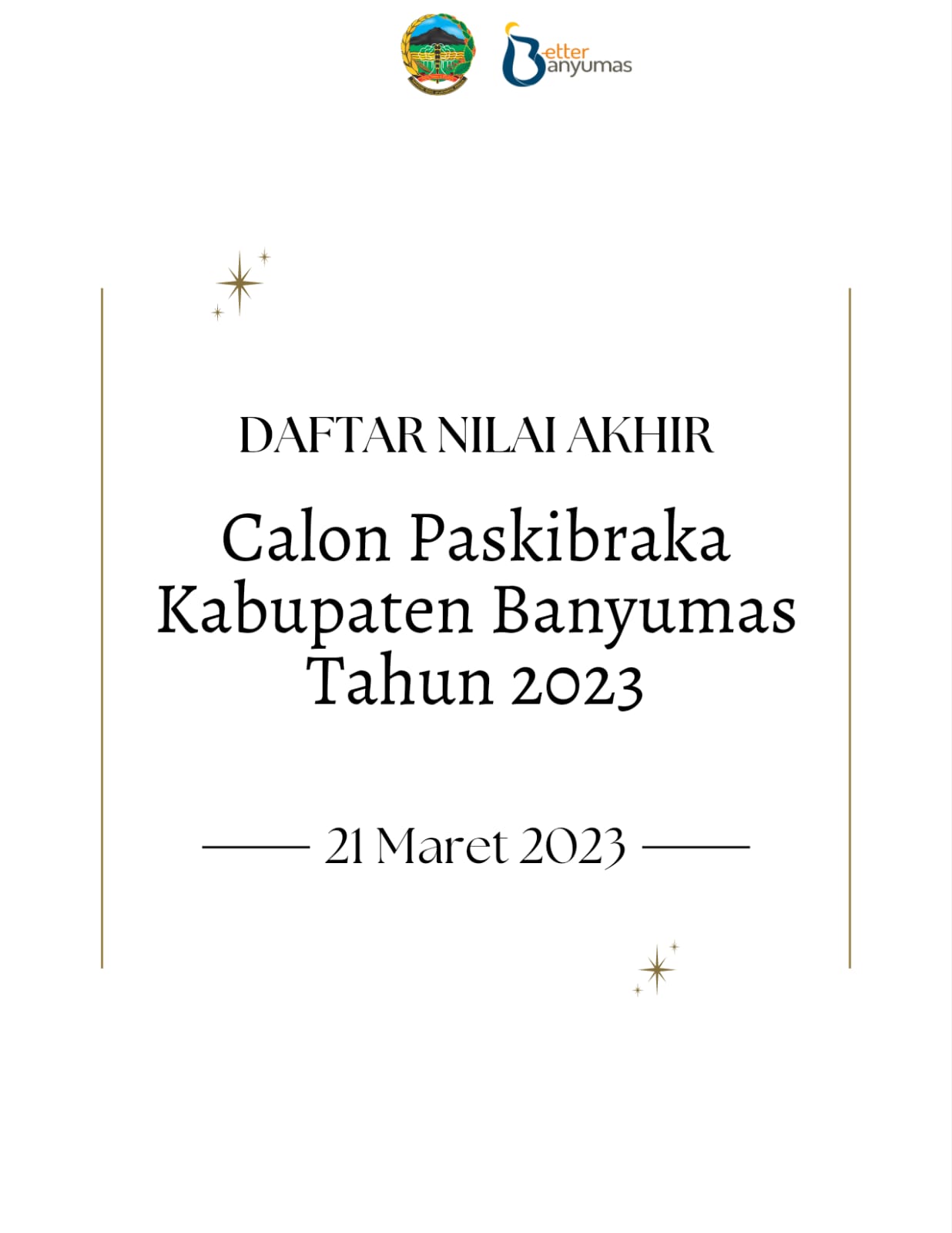 Daftar Nilai Akhir Paskibraka Kabupaten Banyumas Tahun 2023 // Putra dan Putri