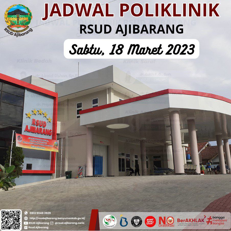 JADWAL POLIKLINIK RSUD AJIBARANG || SABTU, 18 MARET 2023