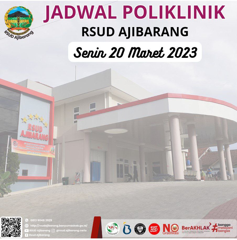 JADWAL POLIKLINIK RSUD AJIBARANG || SENIN, 20 MARET 2023