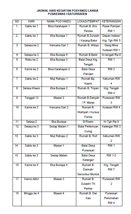 JADWAL POSYANDU LANSIA