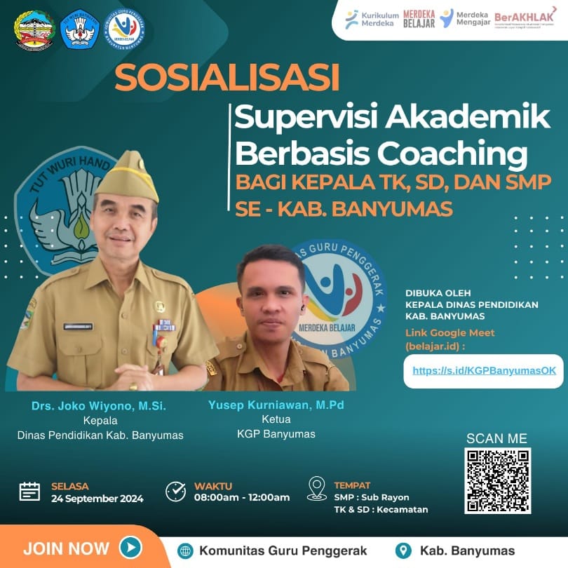 Serentak Bergerak: Dindik dan KGP Banyumas Agendakan Sosialisasi Praktik Coaching pada Supervisi Akademik bagi Kepala Sekolah se- Banyumas