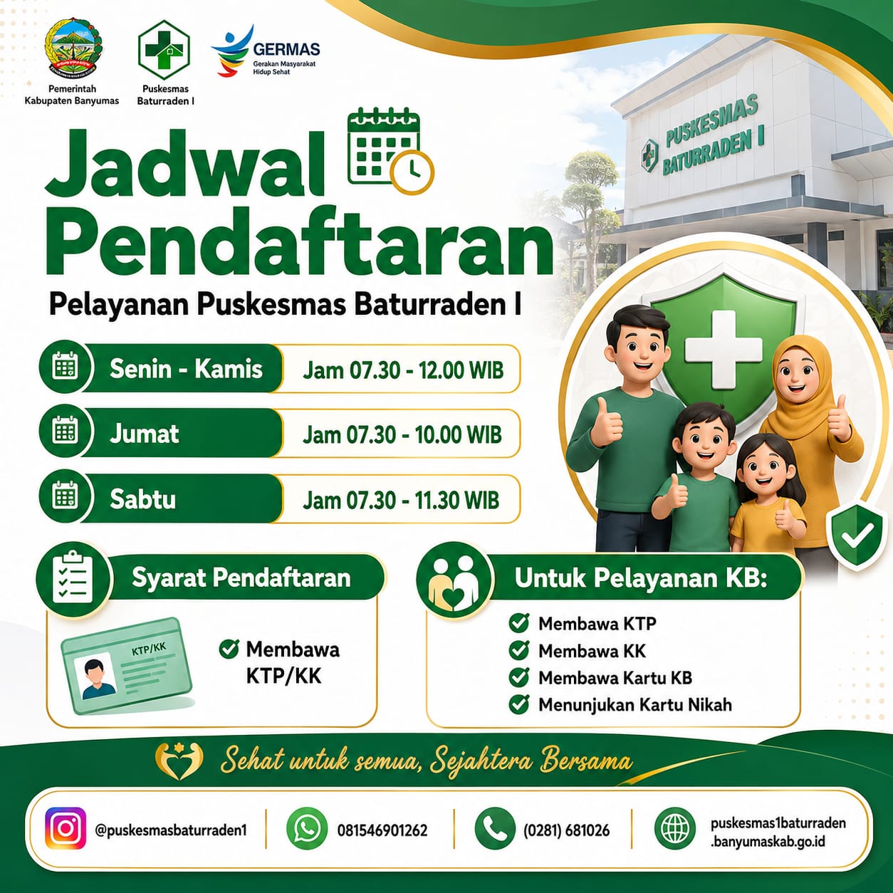 JADWAL PENDAFTARAN PELAYANAN DIPUSKESMAS BATURRADEN I