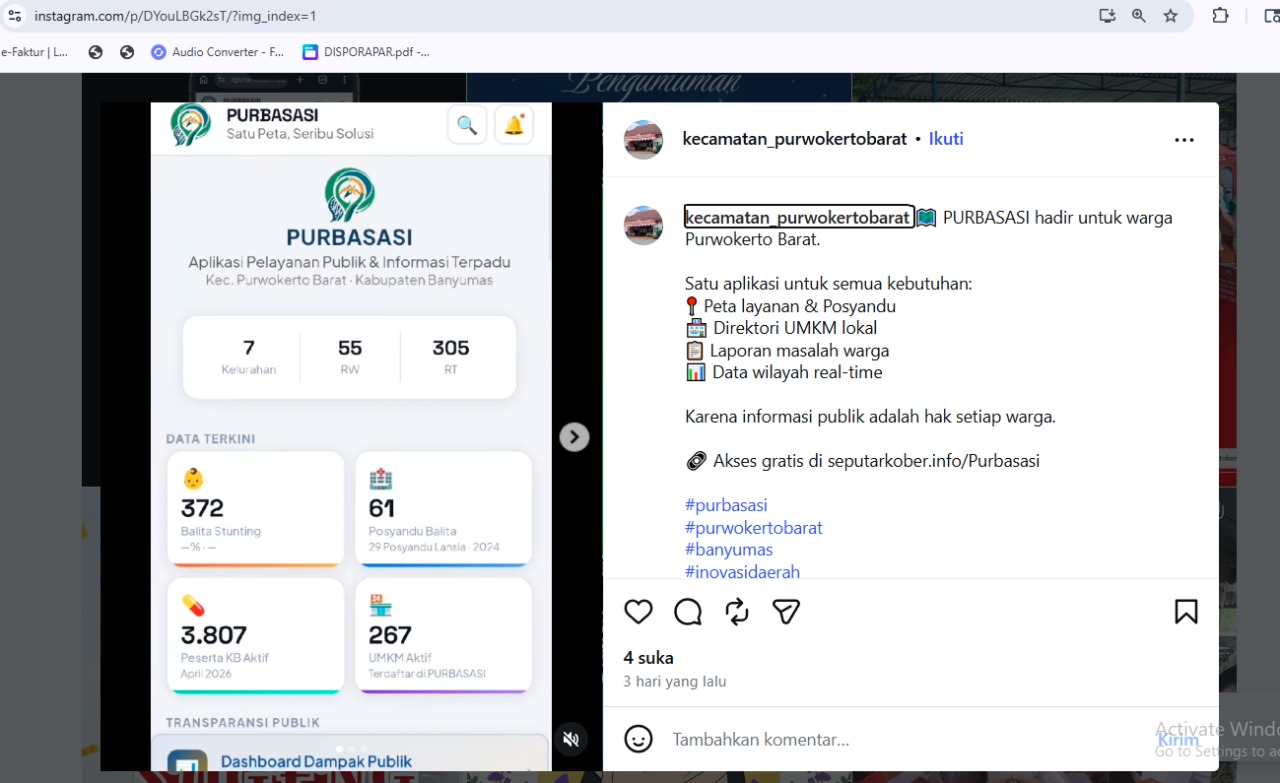 Kecamatan Purwokerto Barat Luncurkan Inovasi Peta Sosial  Digital PURBASASI untuk Tingkatkan Pelayanan Publik