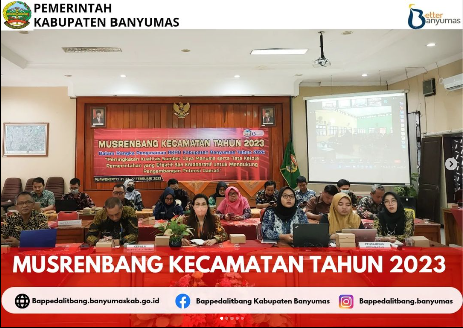 Musrenbang Kecamatan Tahun 2023 dilaksanakan pada tanggal 21, 23 dan 27 Februari 2023.