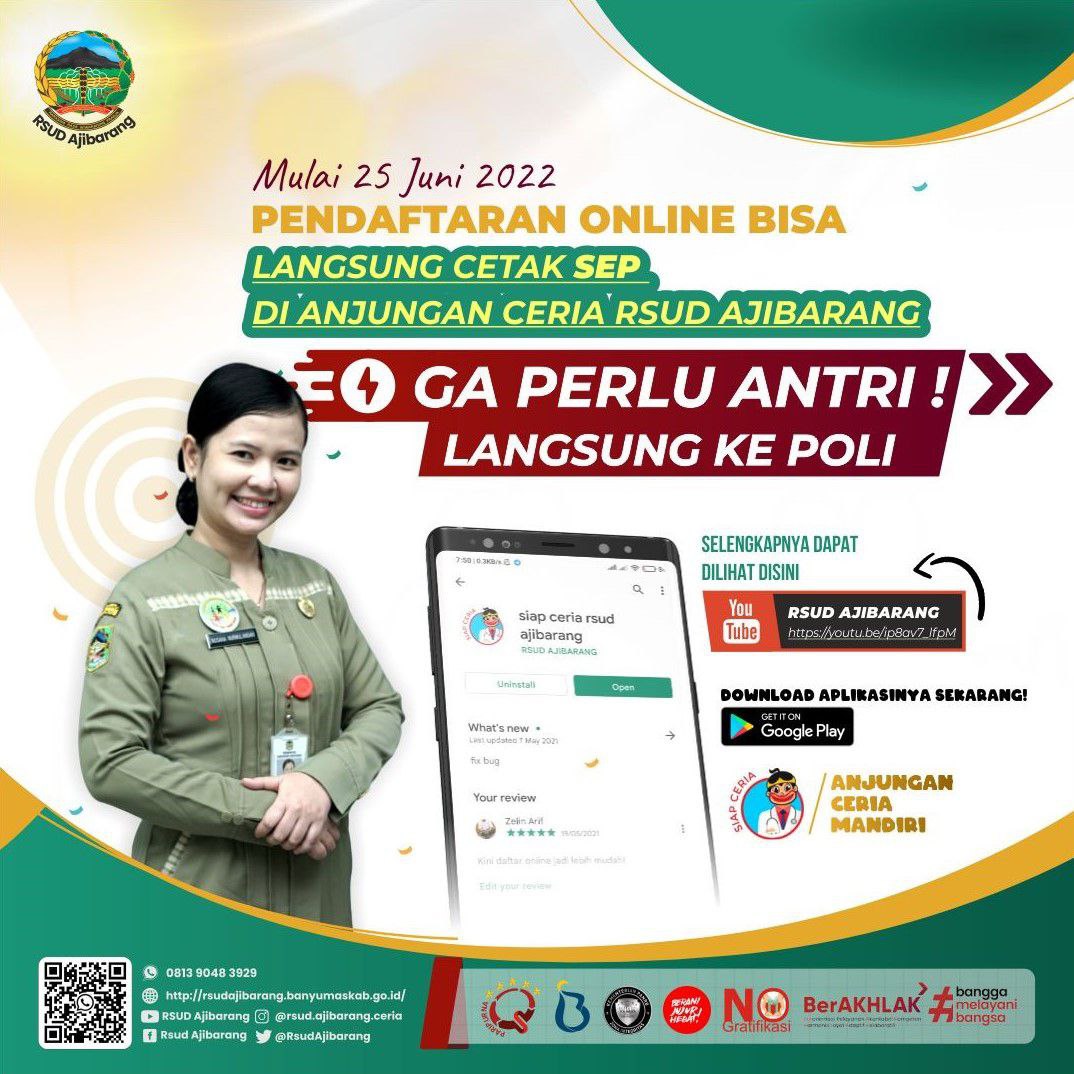 PENDAFTARAN ONLINE LANGSUNG CETAK SEP MANDIRI DI ANJUNGAN CERIA RSUD AJIBARANG