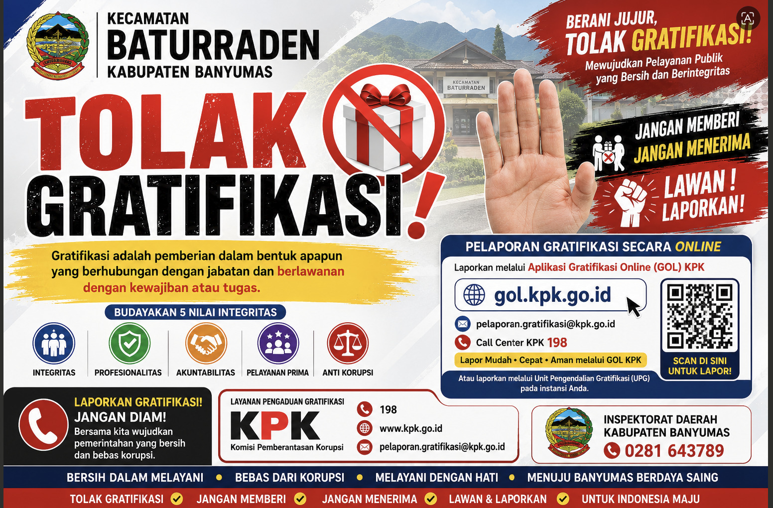 TOLAK GRATIFIKASI, WUJUDKAN PELAYANAN YANG BERSIH DAN BERINTEGRITAS