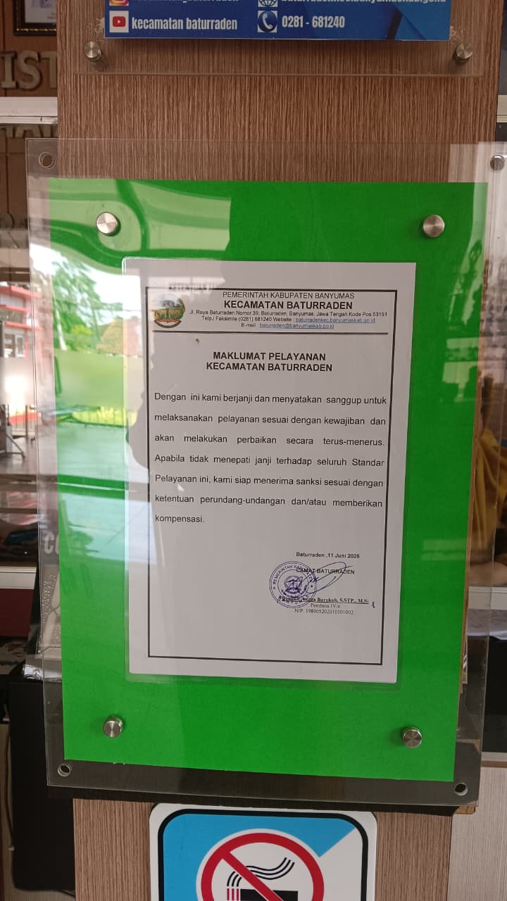 Maklumat Pelayanan Kecamatan Baturraden Tahun 2026